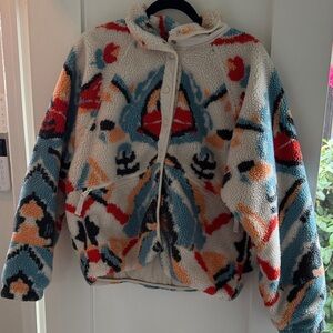 Free people Mocement Colorful Sherpa Fleece Snap Jacket